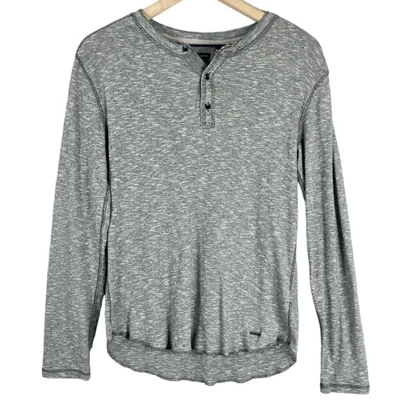 DKNY Jeans Men’s Gray Long Sleeve Henley Size Small - Picture 1 of 9